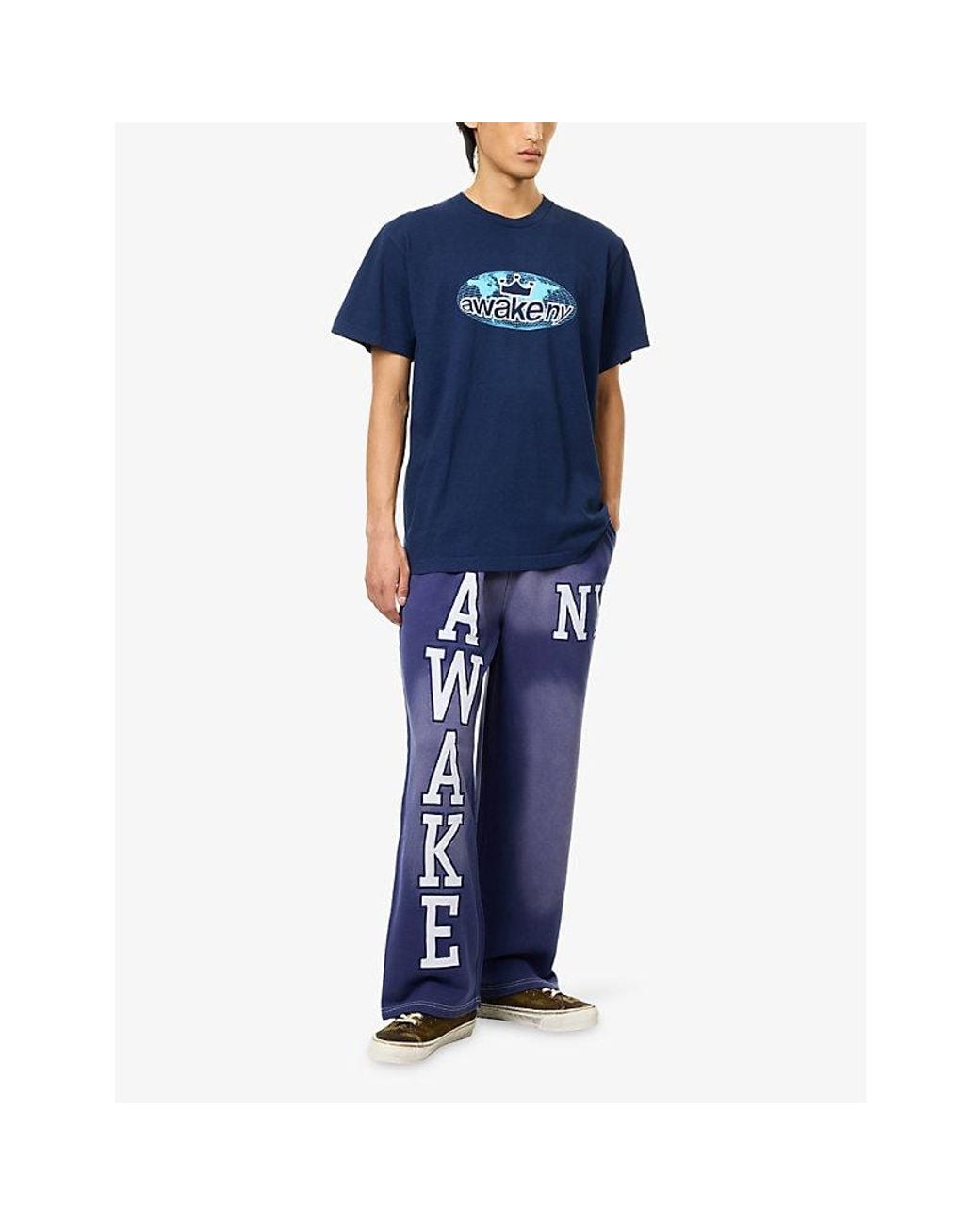 AWAKE NY Blue Worldwide Static Cotton T-Shirt for men