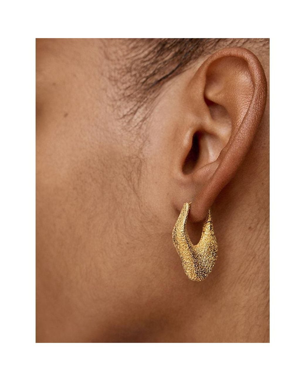 Monica Vinader Metallic Antica Textured Medium 18Ct Vermeil Hoop Earrings