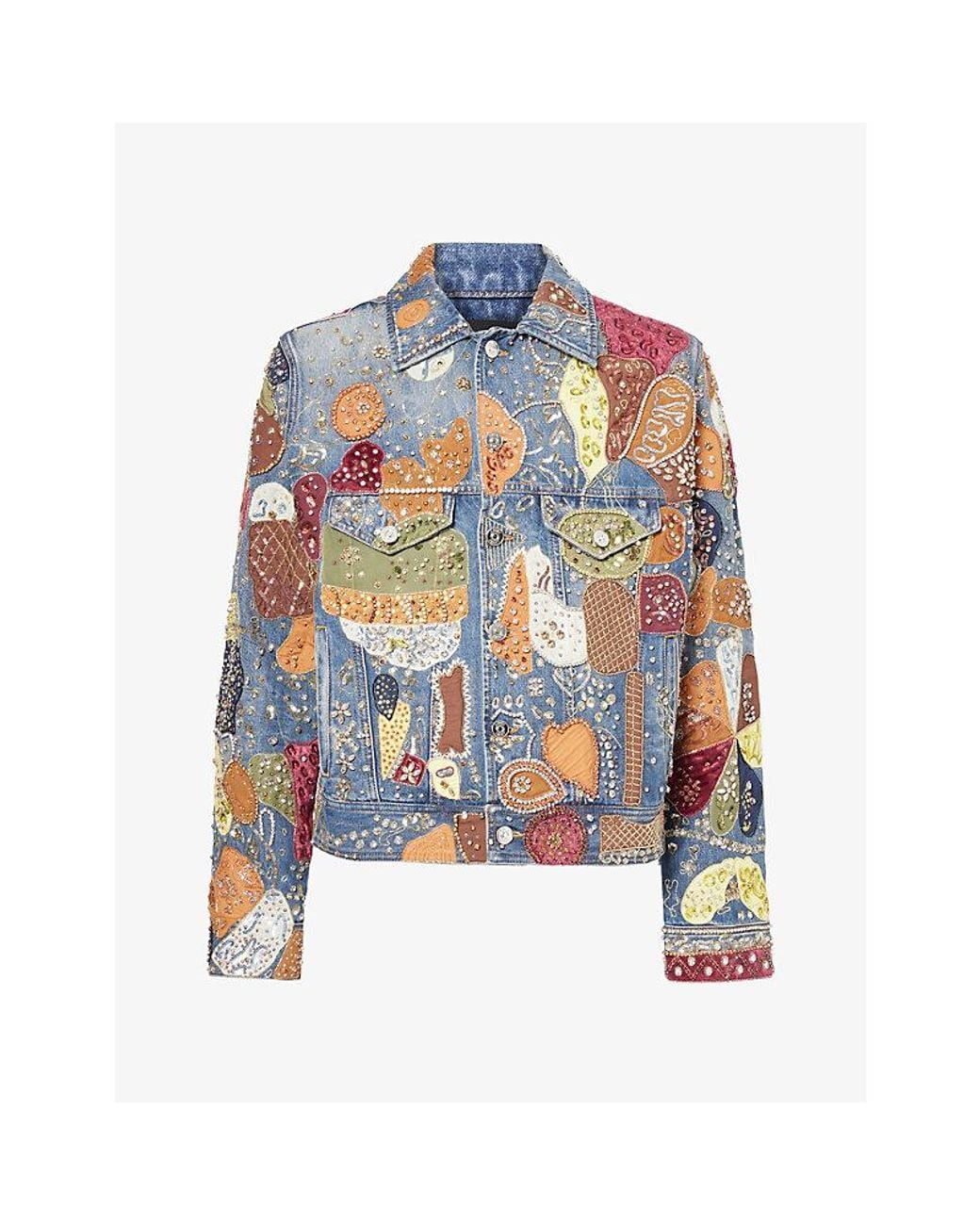 Amiri Blue Embellished Trucker Denim Jacket for men