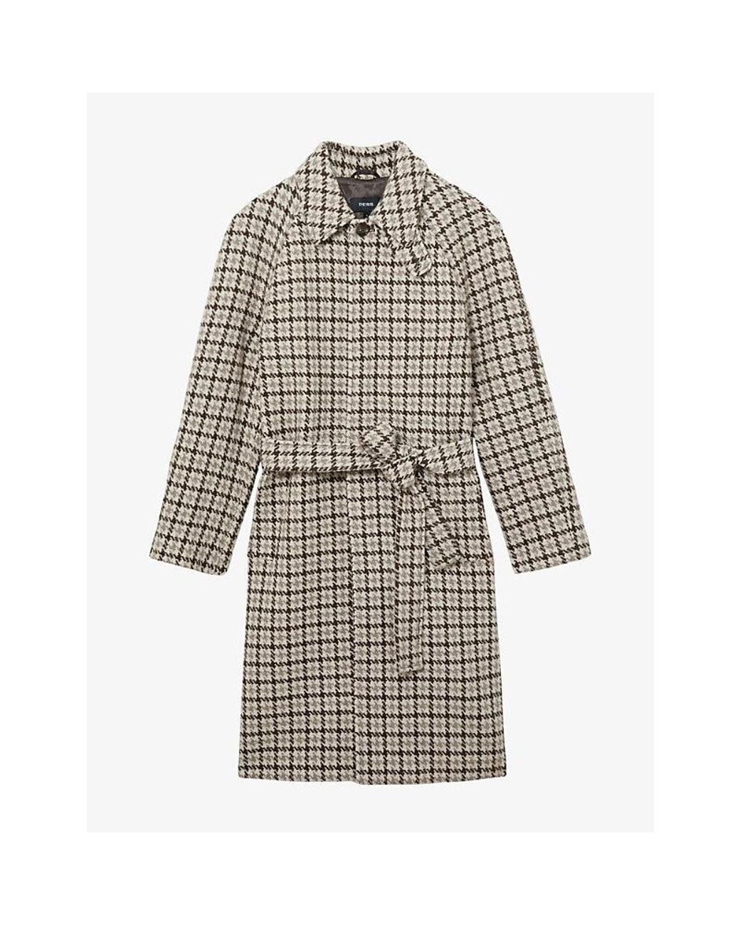 Reiss Multicolor Christem Dogtooth-Print Wool Overcoat for men