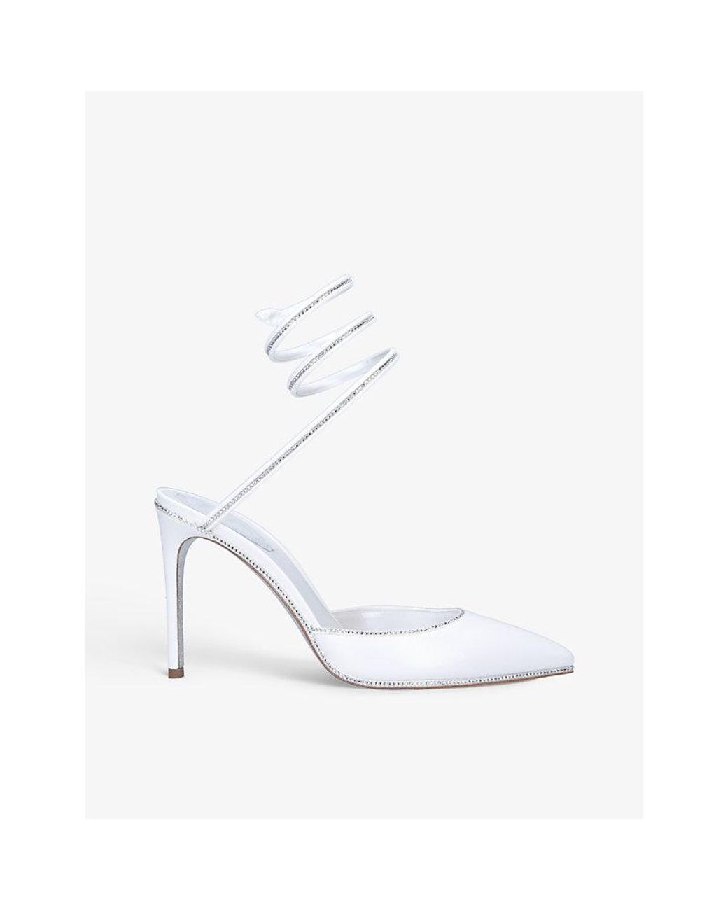 Rene Caovilla Cleo Pointed-toe Satin And Leather Heels in White | Lyst