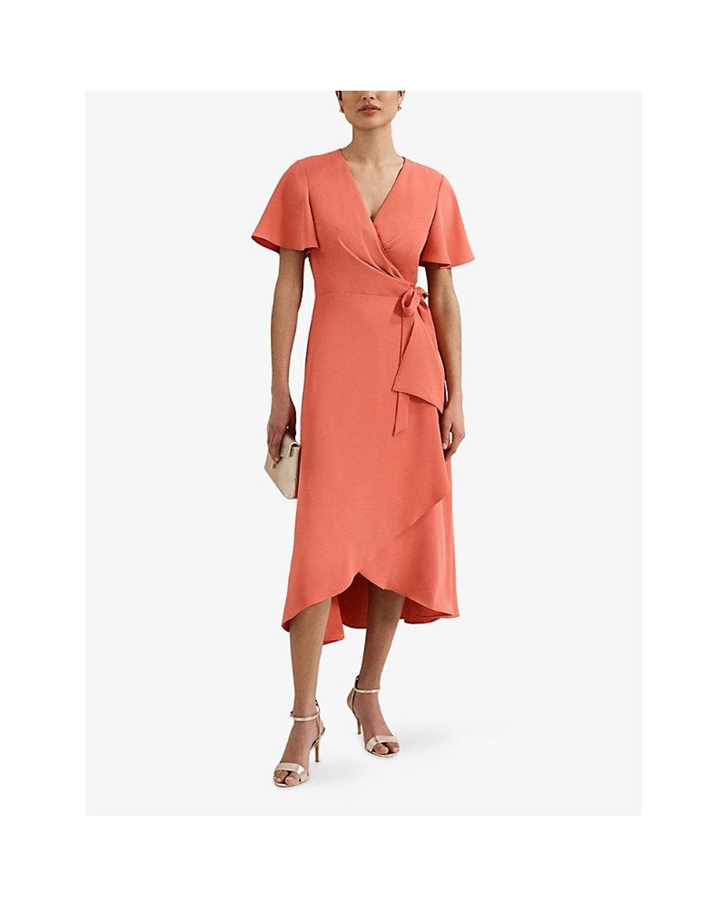Phase Eight Red Julissa Wrap-Front Woven Midi Dress