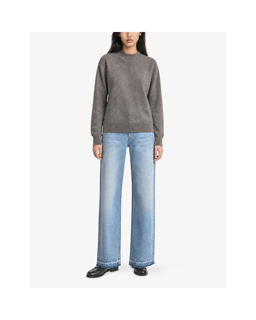 The Kooples Gray Crewneck Regular-Fit Wool And Cashmere-Blend Jumper