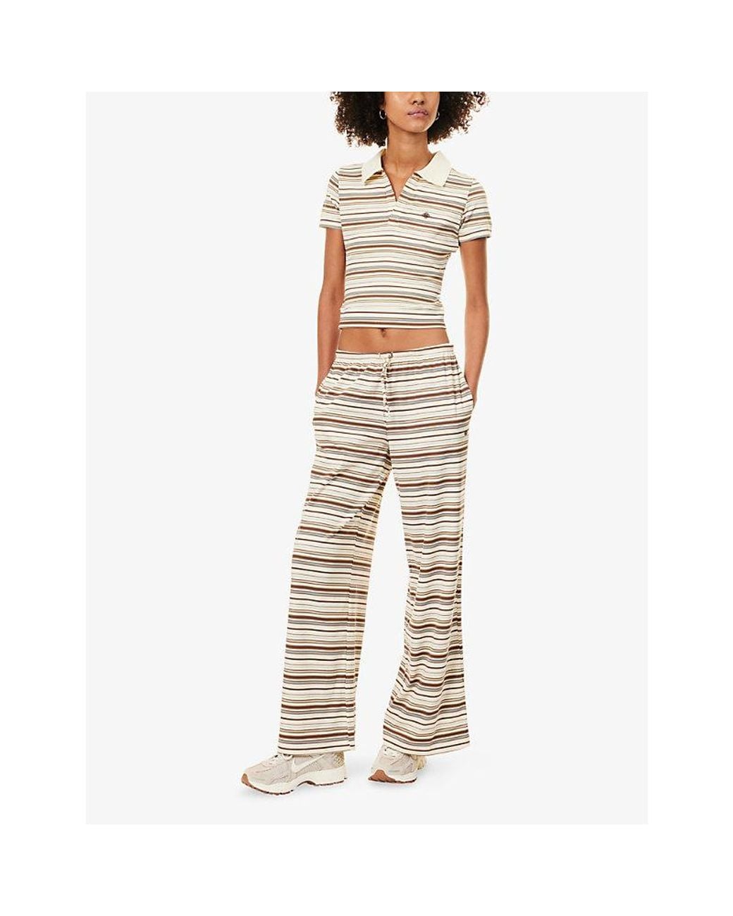 The Couture Club Natural Striped Wide-Leg Jersey Jogging Bottoms