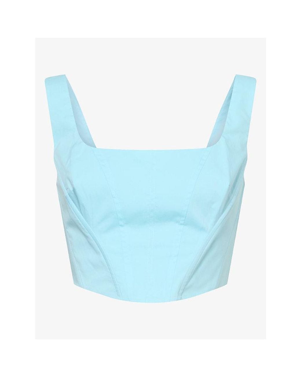 Jonathan Simkhai Blue Clio Cropped Cotton-Blend Top