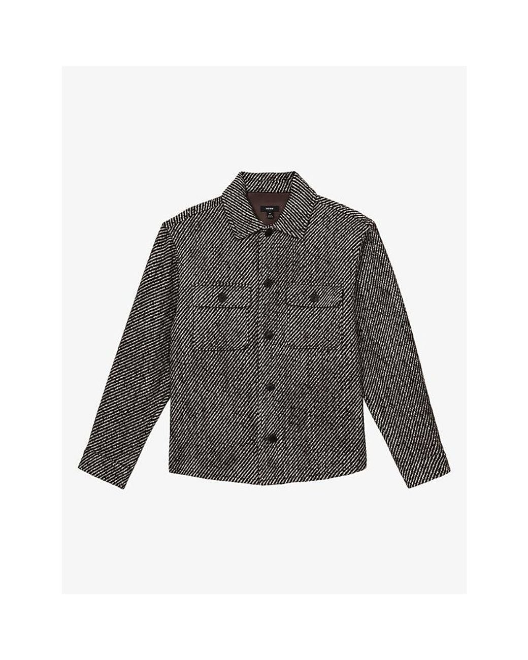Reiss Gray Clifton Brushed Wool-Blend Overshirt for men