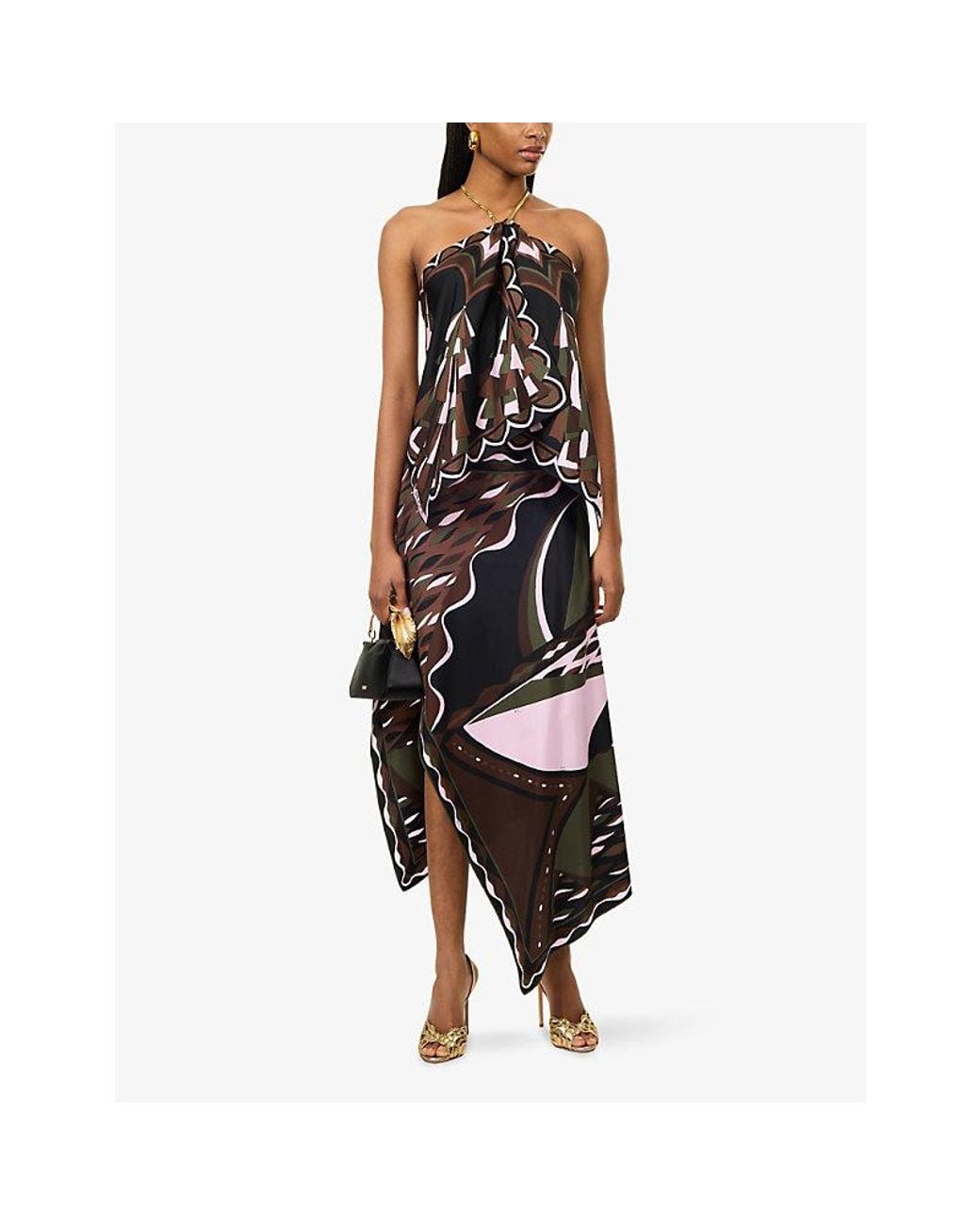 Emilio Pucci Black Scarf Silk Twill Top