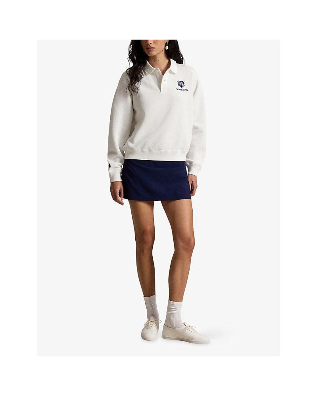 Polo Ralph Lauren White X Wimbledon Logo-Embroidered Cotton Sweatshirt