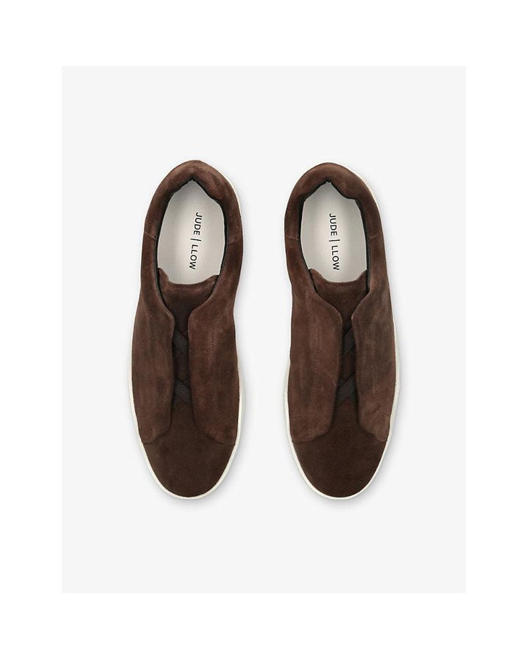 Jude Llow Brown Luca Suede Slip-On Trainers for men