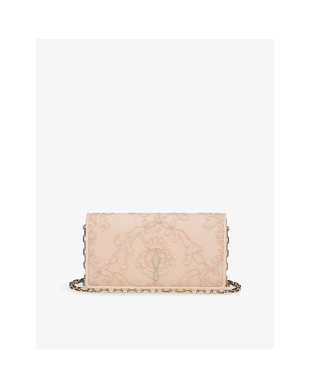 Christian Louboutin Natural Bettina Crepe-Satin And Lace Clutch Bag