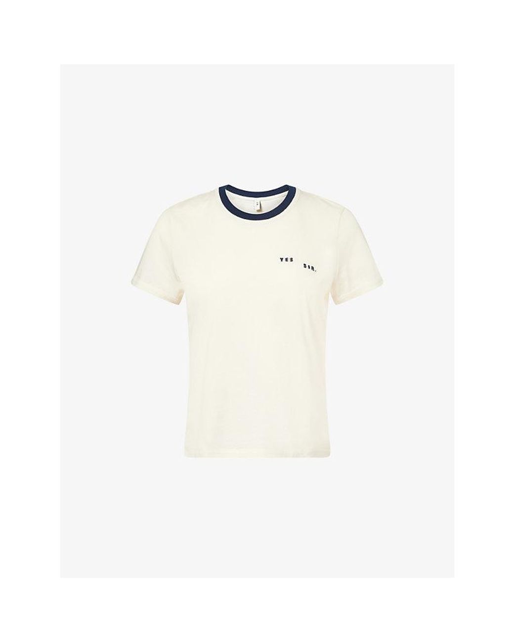 Sir White Crew-Neck Short-Sleeve Cotton T-Shirt