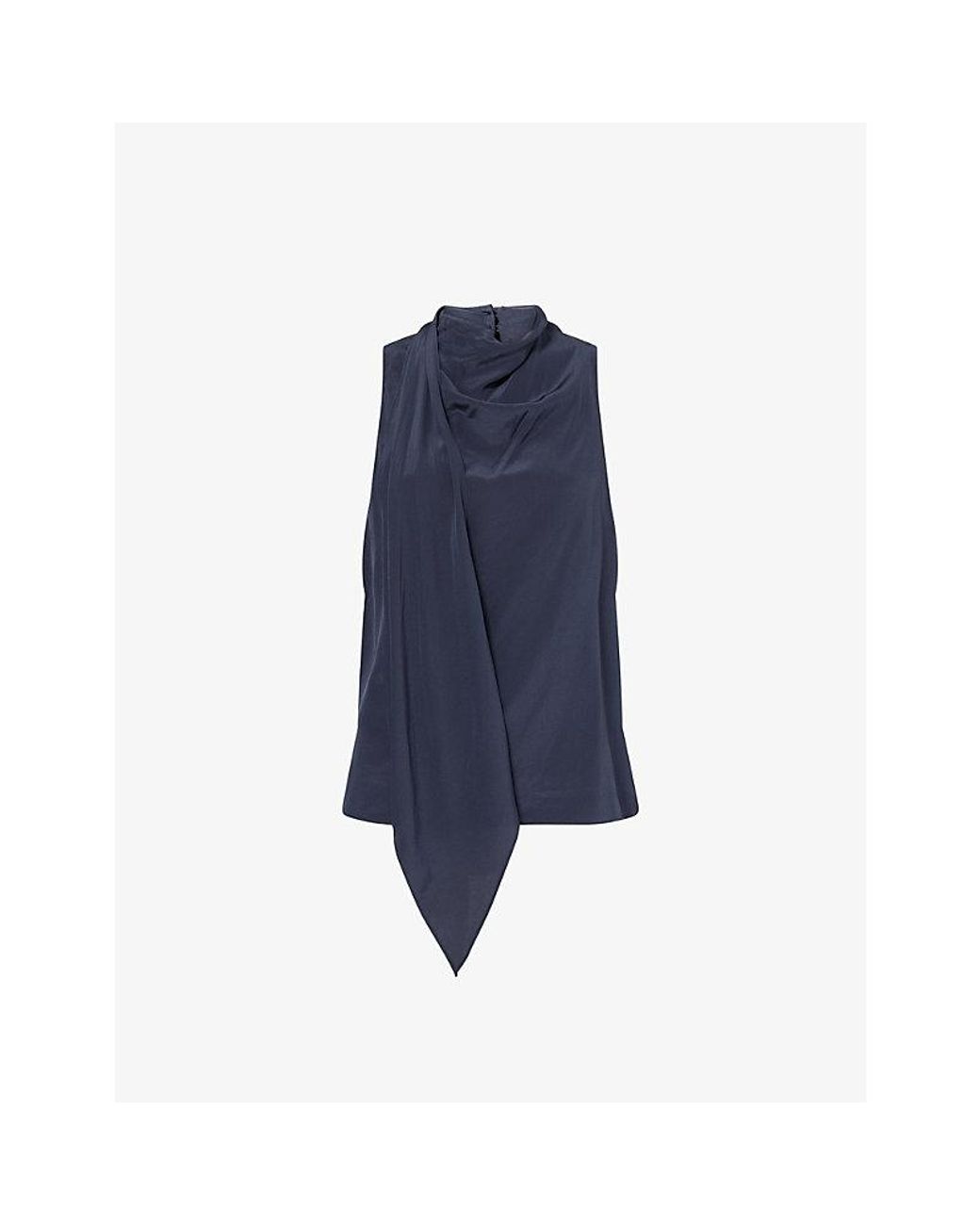 Rag & Bone Blue Adela Draped Silk Top