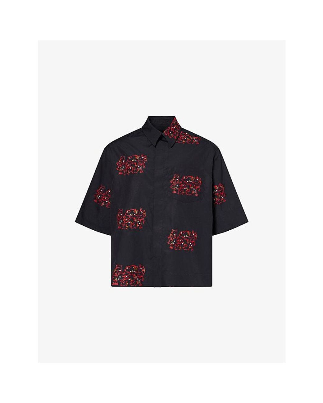 Simone Rocha Blue Embroidered Oversize Cotton Shirt for men