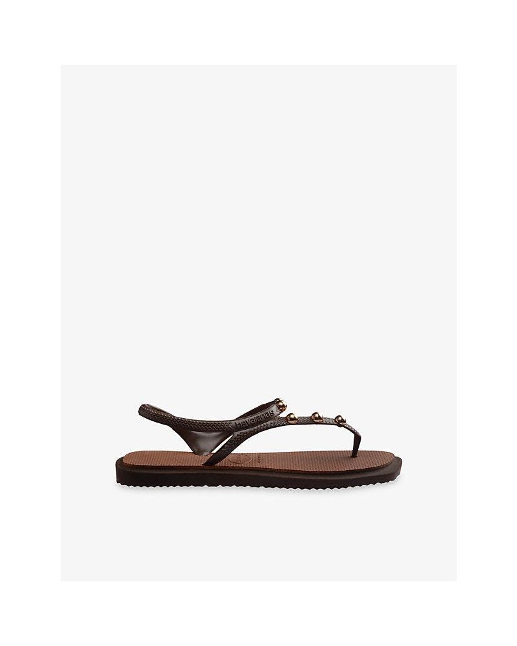 Havaianas Brown Flash Fusion Studded Rubber Flip-Flops