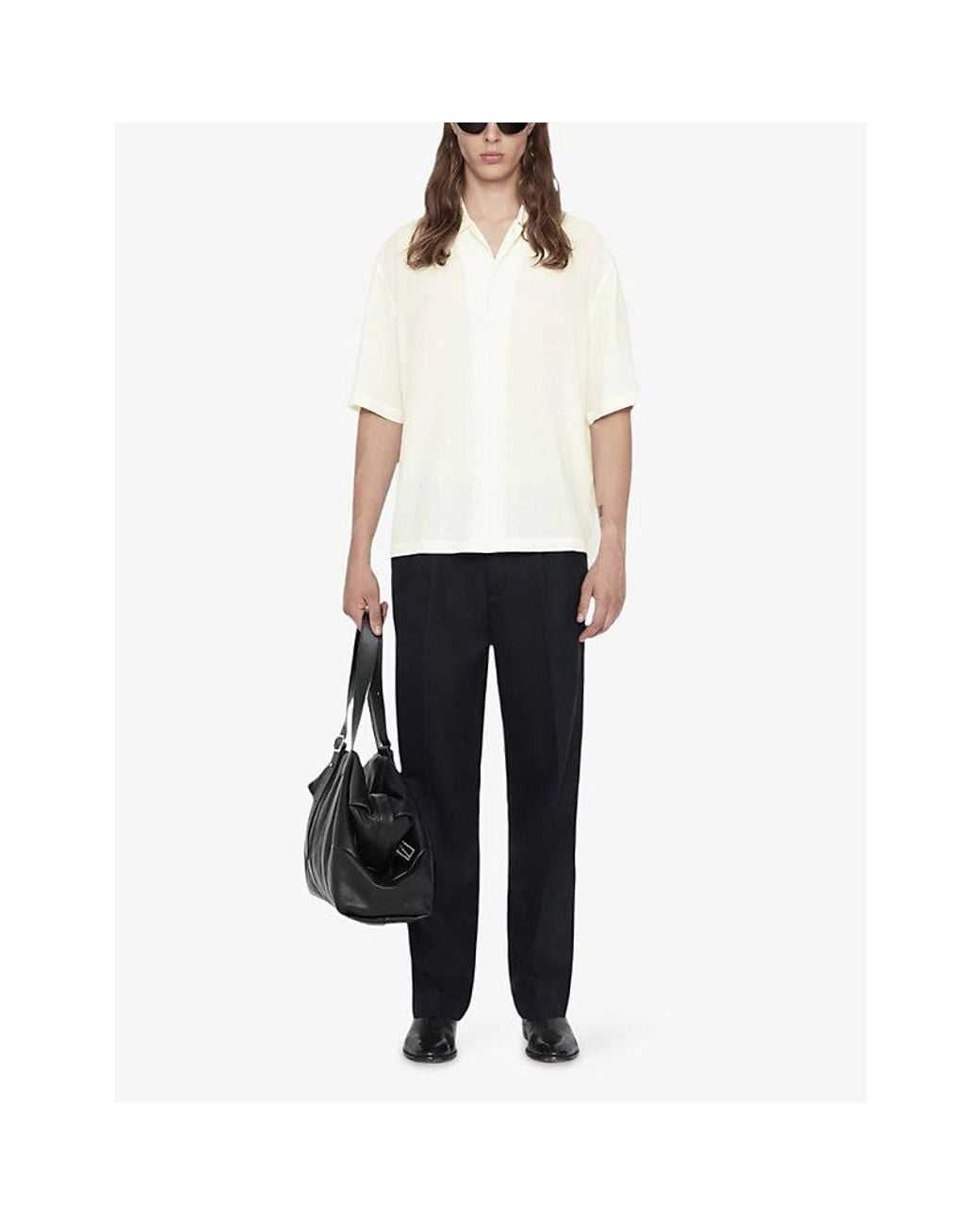 AllSaints White Archer Resort-Collar Linen-Blend Shirt for men