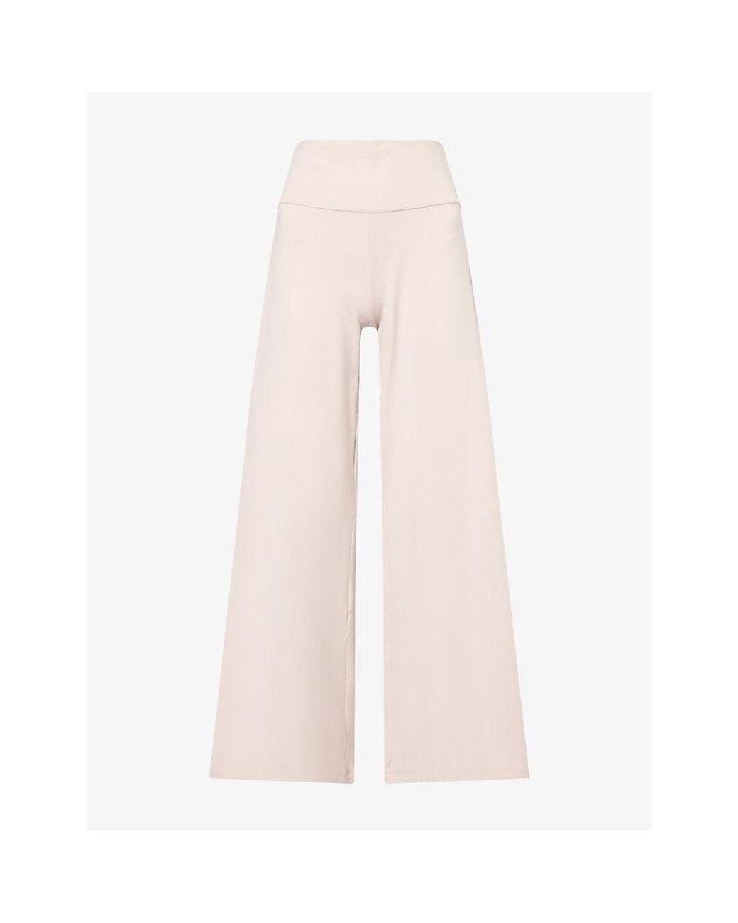 vuori Pink Halo Easy Wide-Leg High-Rise Jersey-Knit Trousers