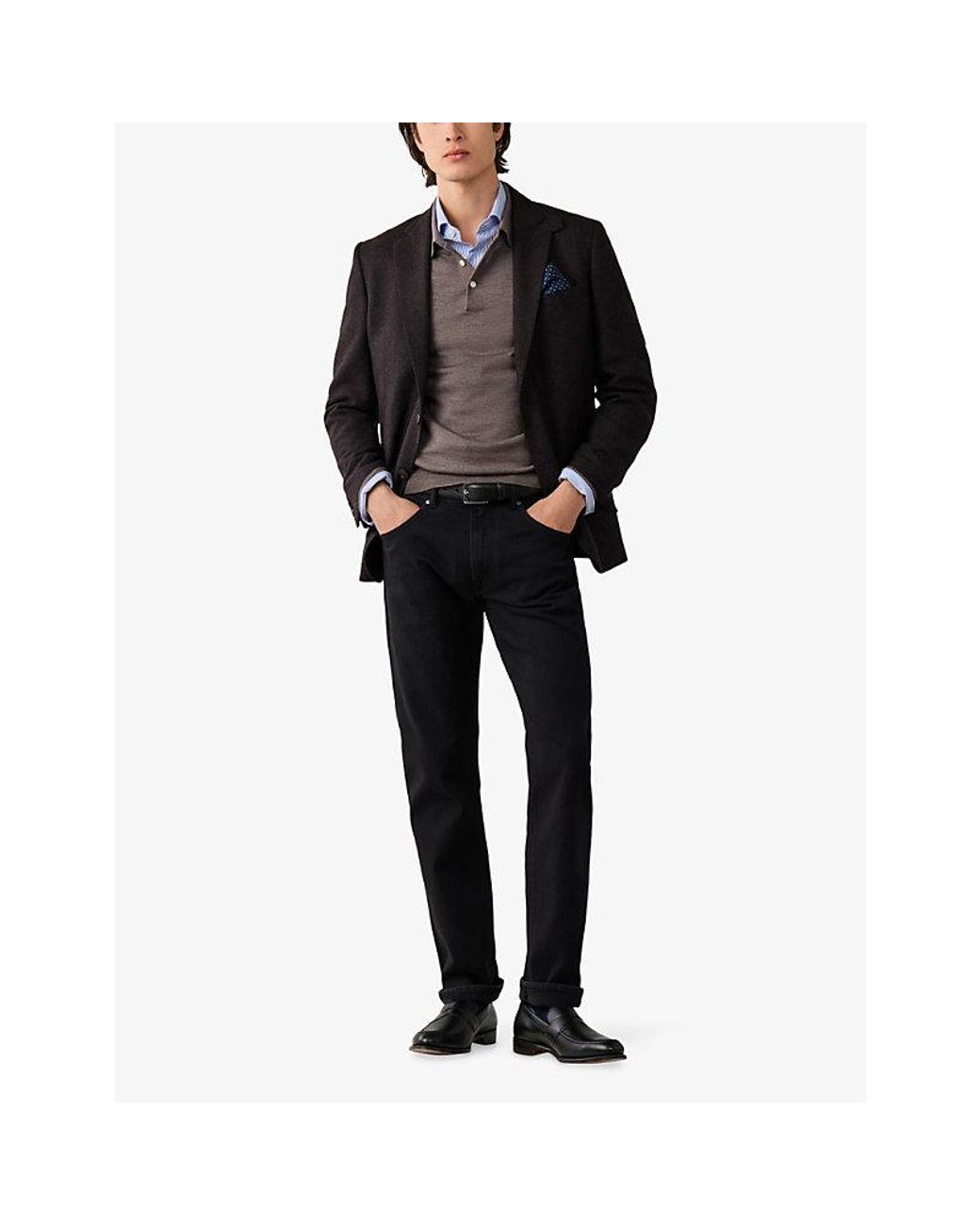Hackett Black Newburg Regular-Fit Stretch-Denim Jeans for men