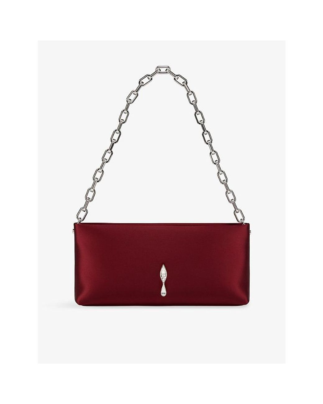 Christian Louboutin Red Maykimay Chain Pouch Satin Clutch Bag