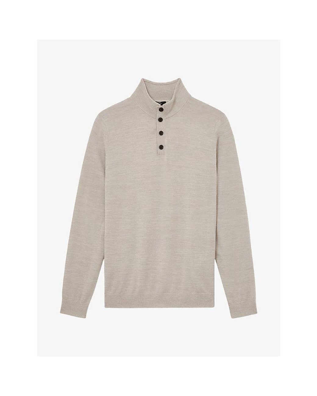 Reiss Gray Farnham High-Neck Wool Jumper for men