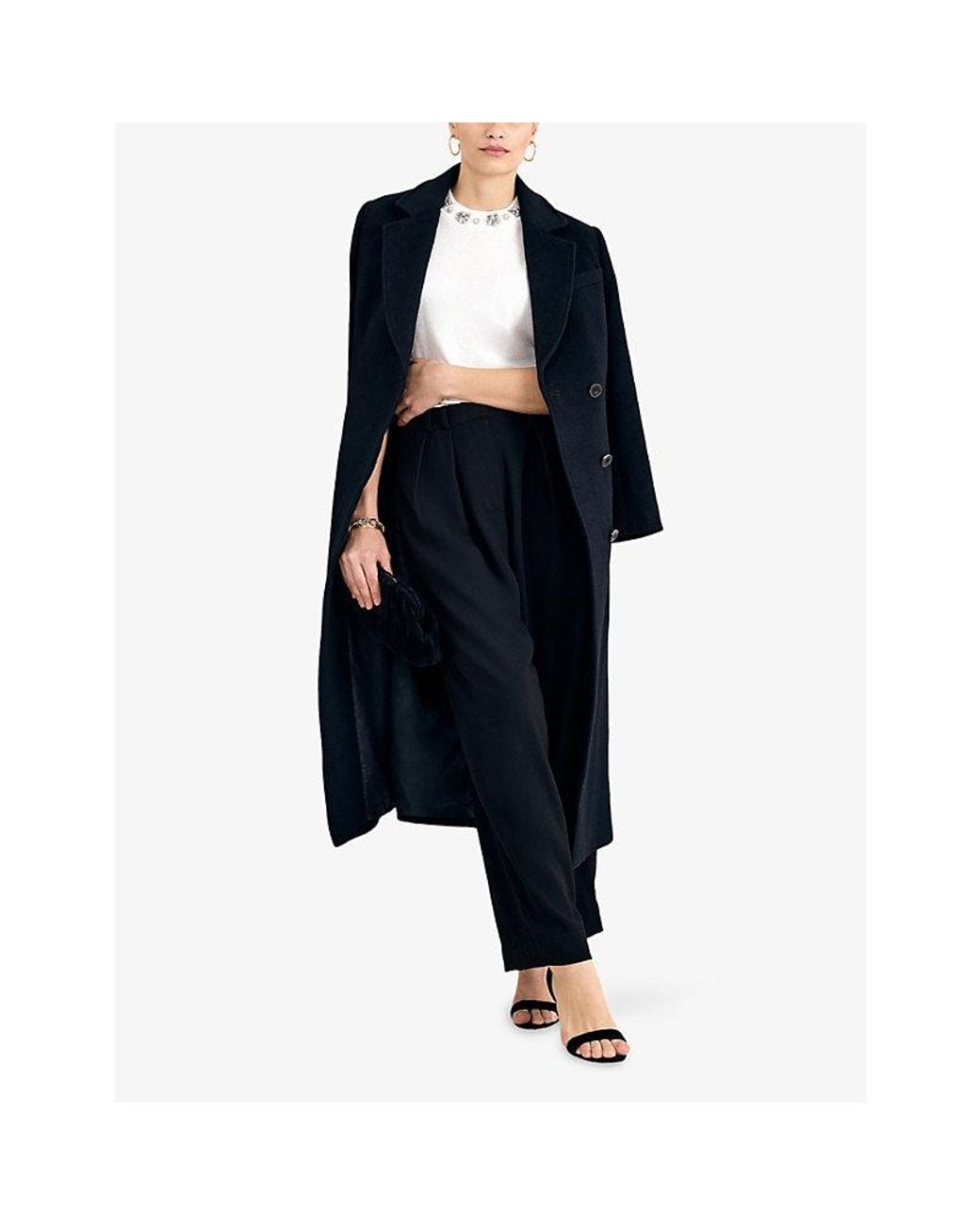 Phase Eight Blue Cailyn Single-Button Wool-Blend Maxi Coat