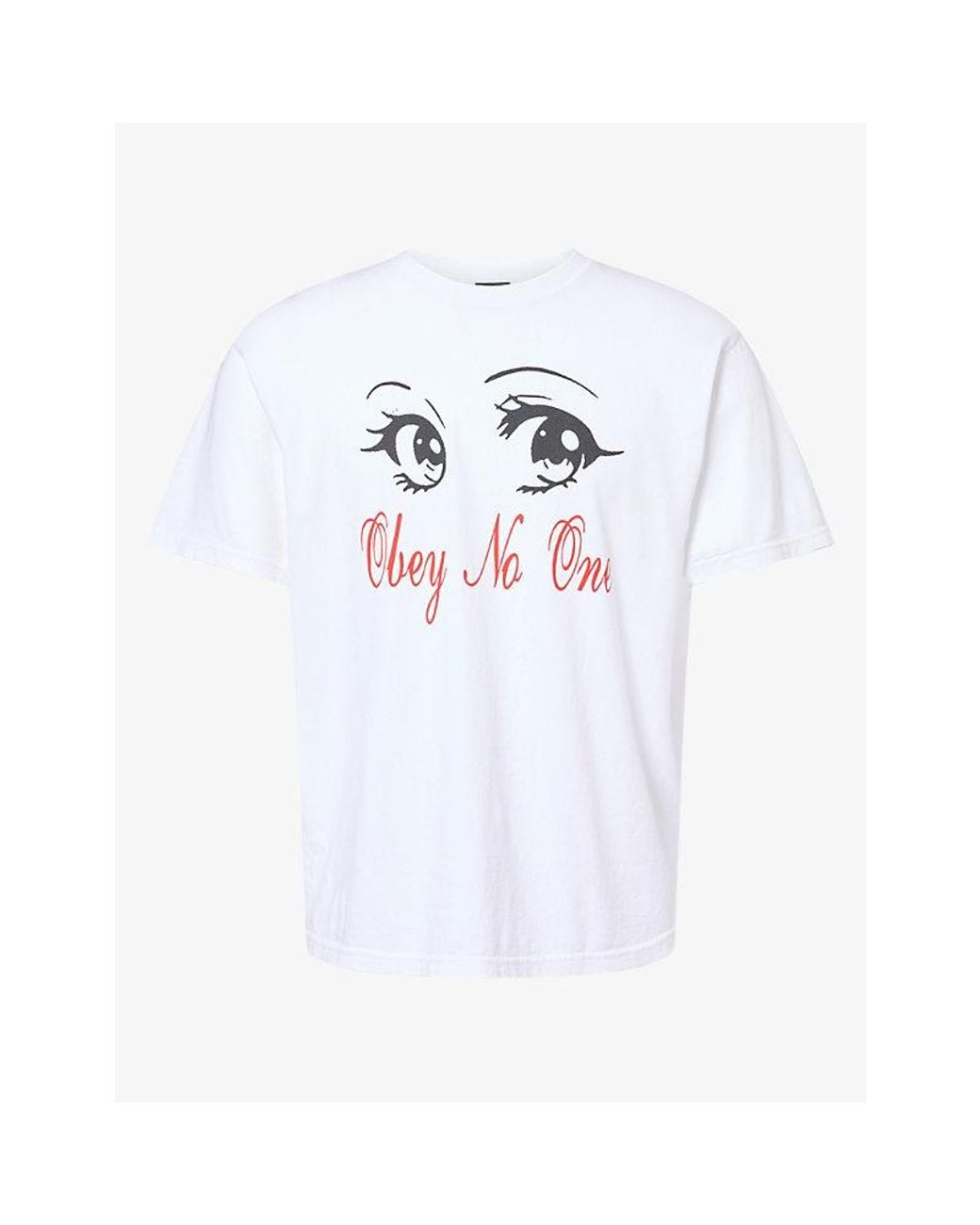 Obey White No One Graphic-Print Cotton T-Shirt for men