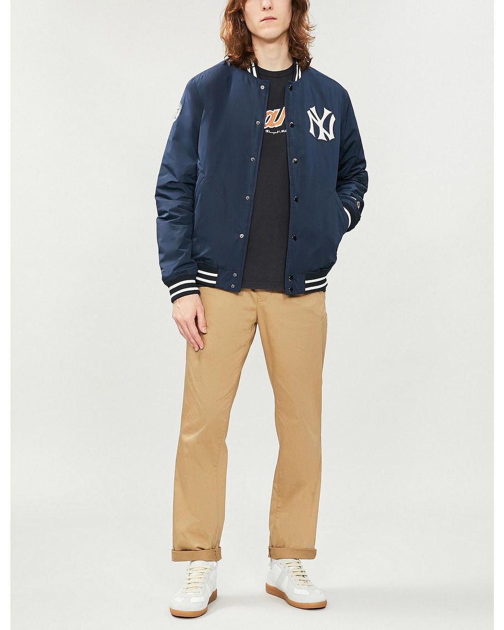 Champion X Mlb New York Yankees Logo Shell Bomber Jacket in Blue for Men