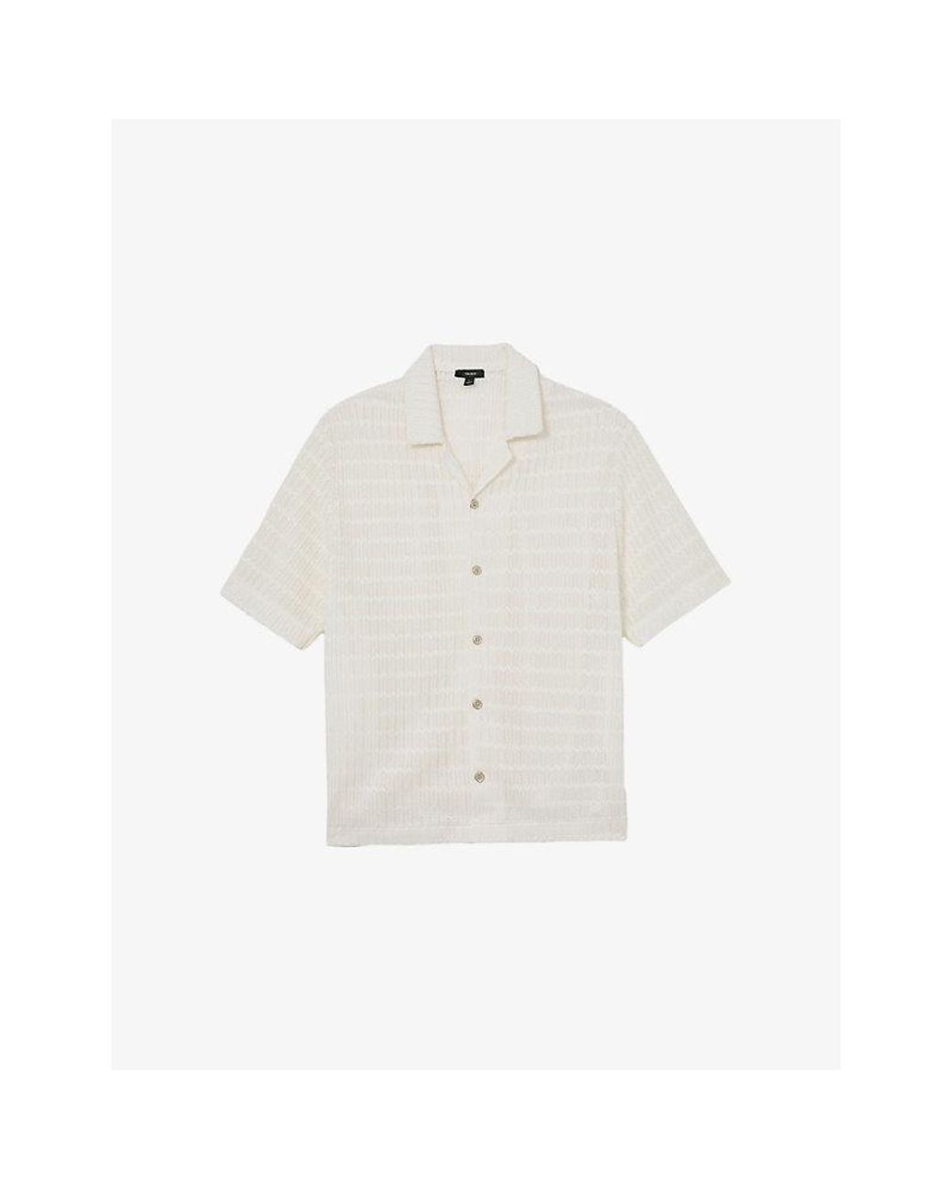 Reiss White Sid Short-Sleeved Crochet Shirt for men