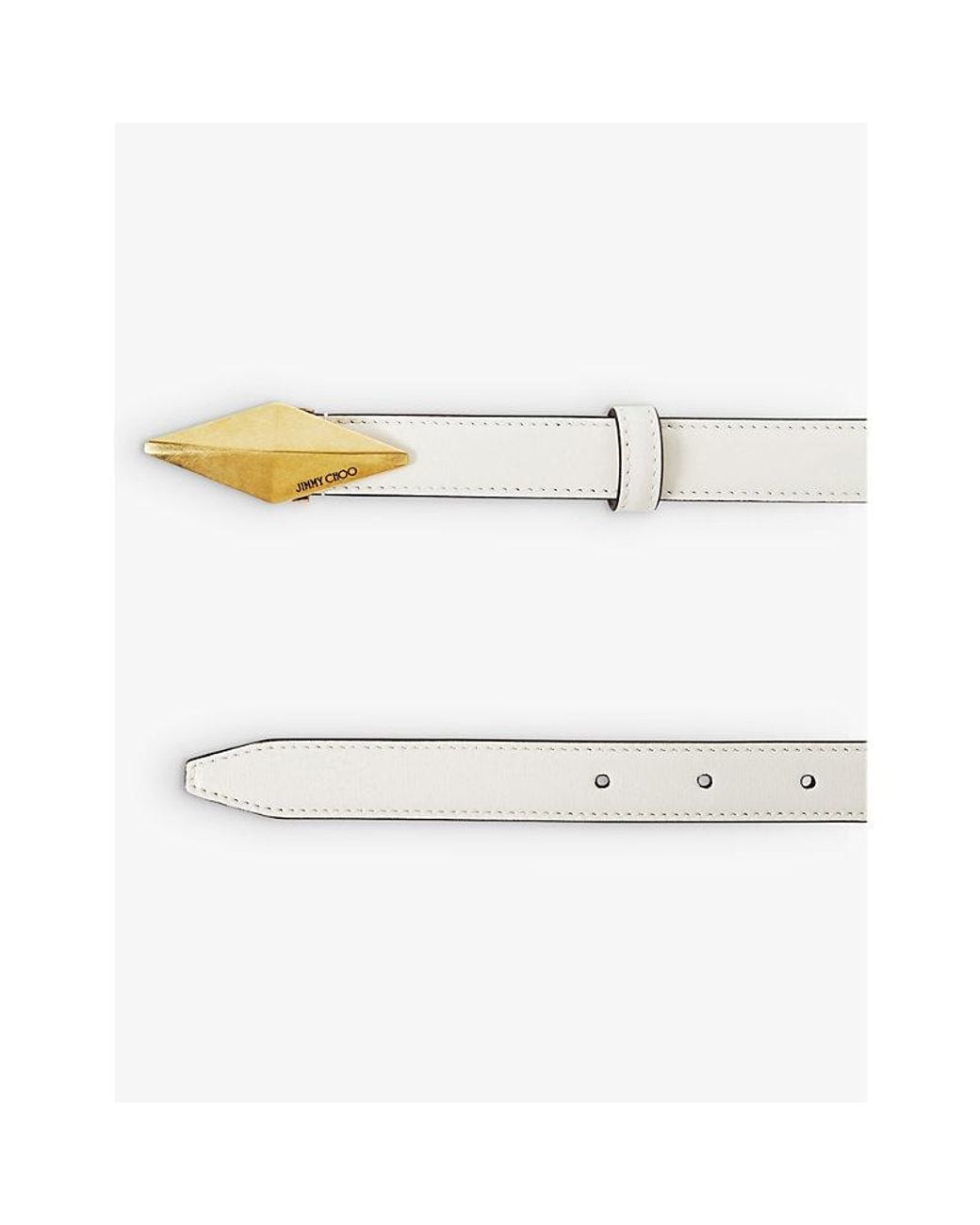 Jimmy Choo Natural Diamond Logo-Engraved Leather Belt