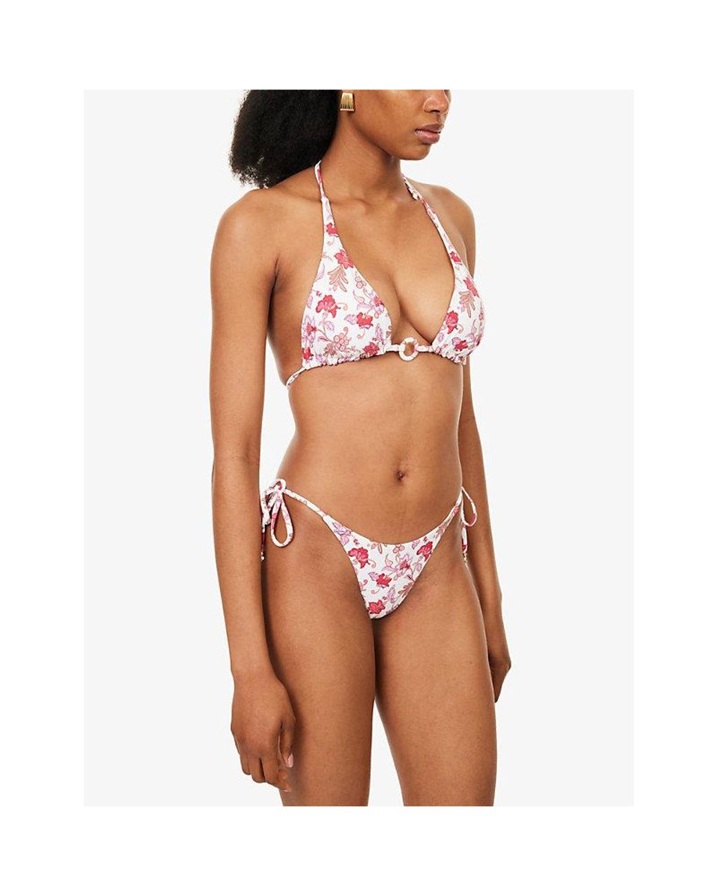 Seafolly Pink Summer Chintz Rio Tie-Side Bikini Bottoms