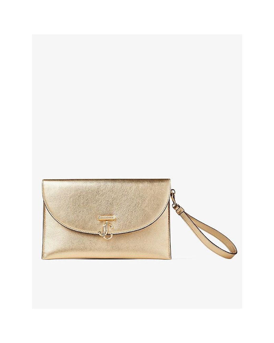 Jimmy Choo Jc Leather Envelope Pouch in Natural | Lyst