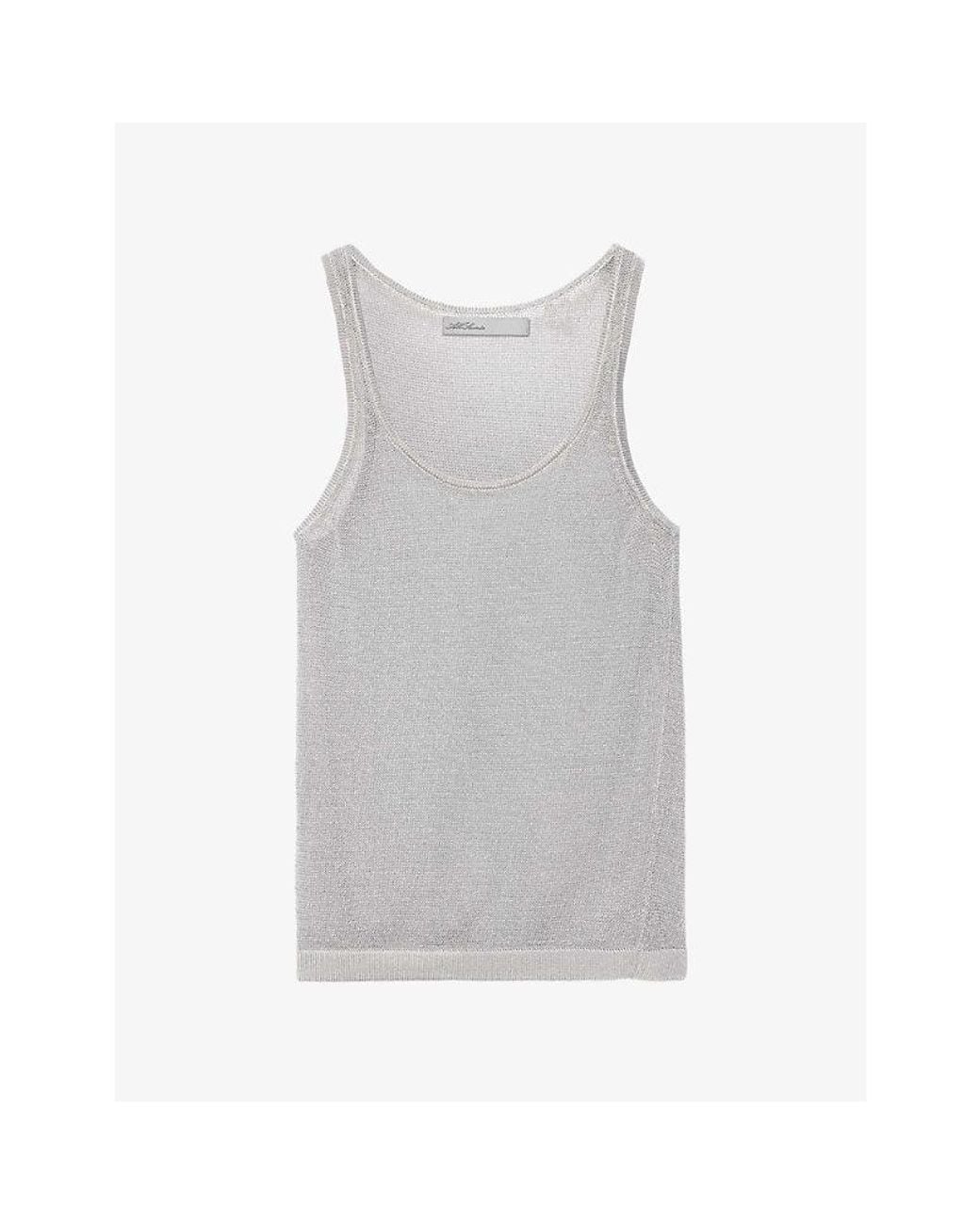 AllSaints Gray Silvi Metallic Scoop-Neck Knitted Vest