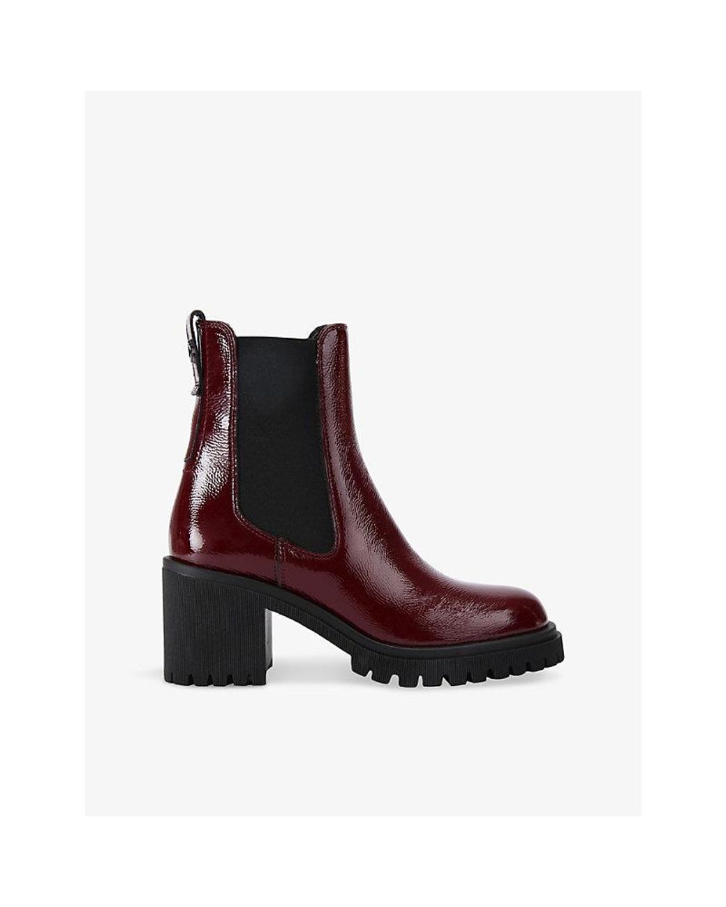 Carvela Kurt Geiger Brown Mega Logo-Plaque Leather Heeled Ankle Boots