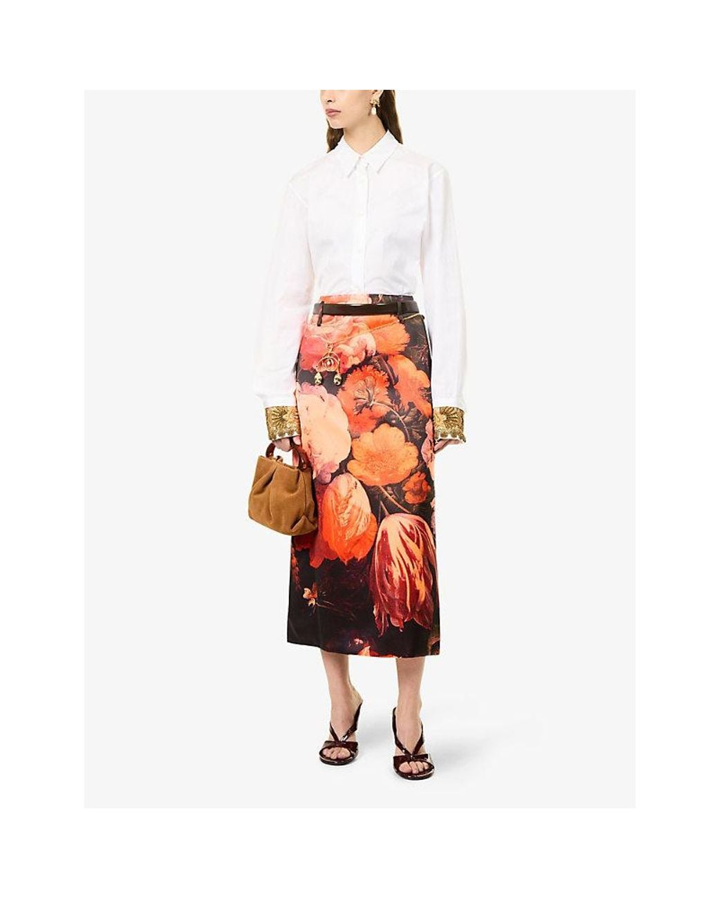 Dries Van Noten White Bead-Embellished Embroidered Cotton Shirt