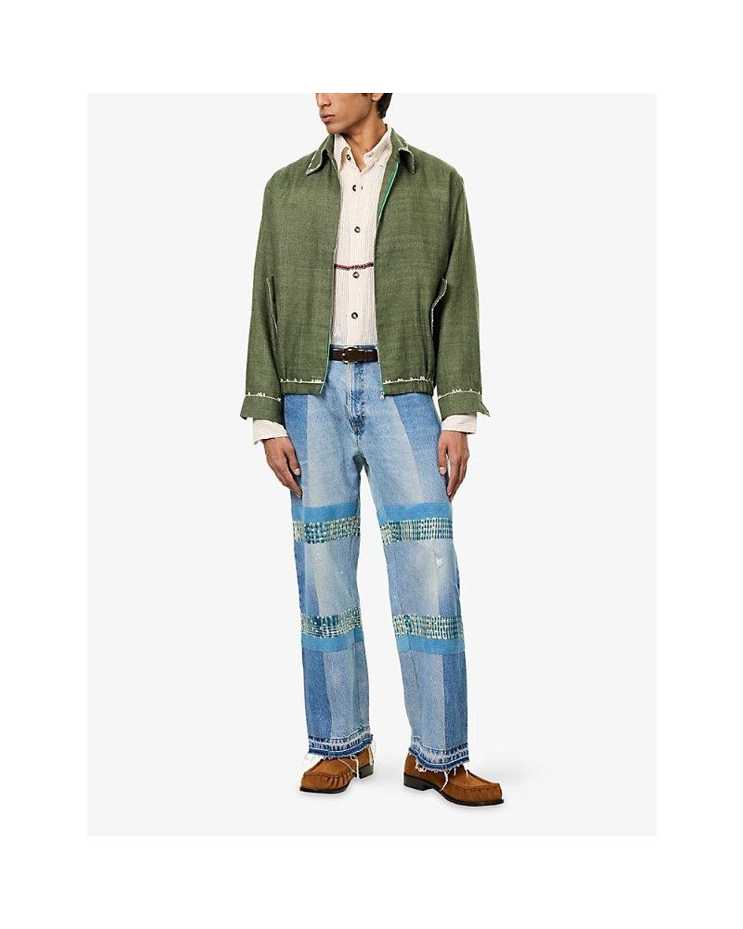 Kartik Research Blue Upcycled Wide-Leg Denim Jeans for men
