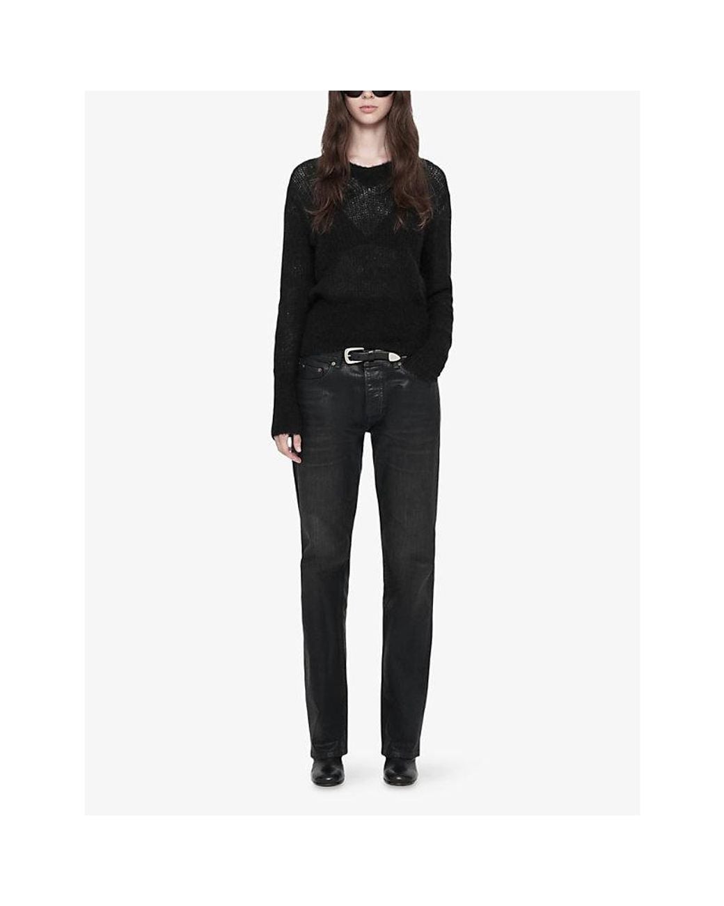 AllSaints Black Mabel V-Neck Knitted Jumper
