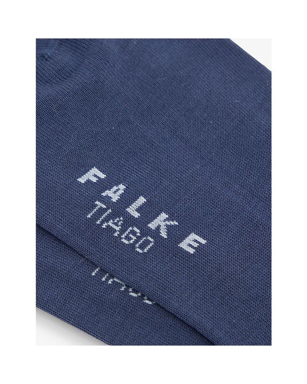 Falke Blue Tiago Ribbed-Cuff Stretch-Cotton Blend Ankle Socks for men