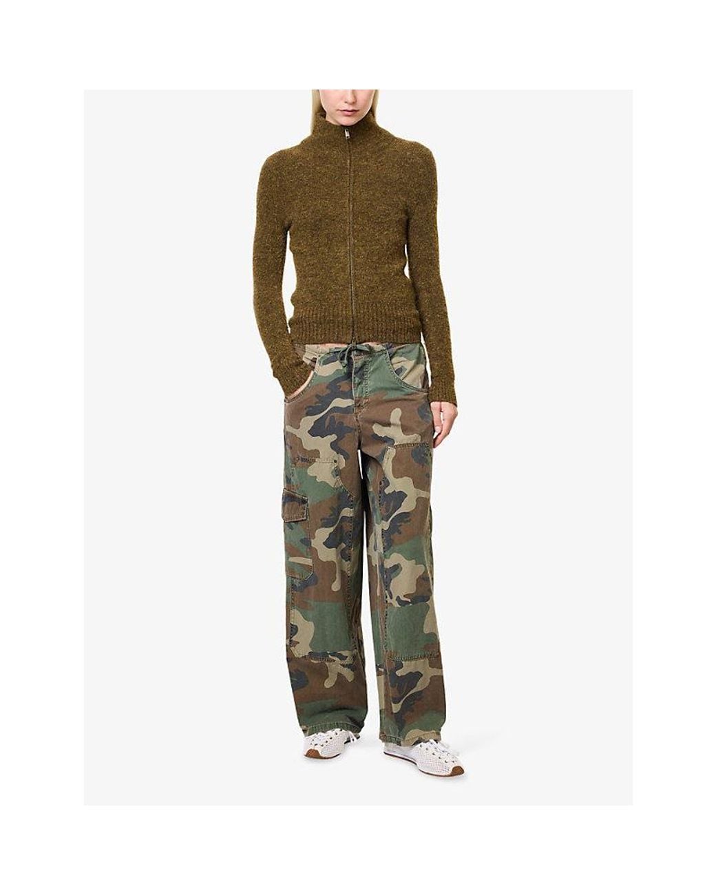 Jaded London Green Bailee Low-Rise Cotton-Twill Cargo Trousers