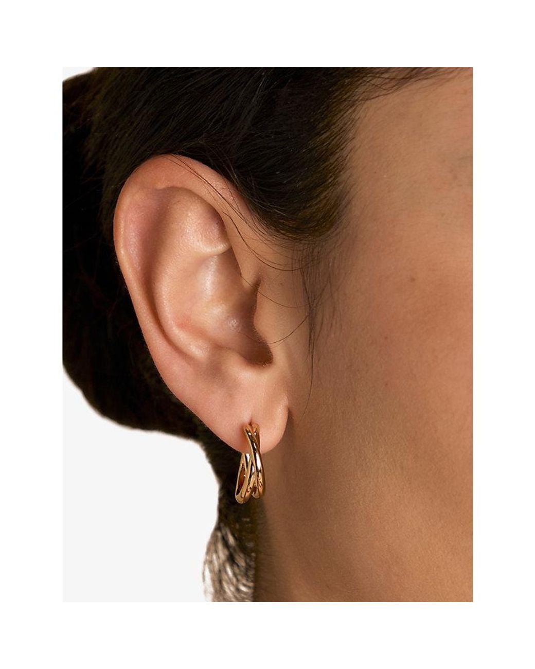 Astrid & Miyu Metallic Illusion Twist 18Ct-Plated Sterling- Hoop Earrings