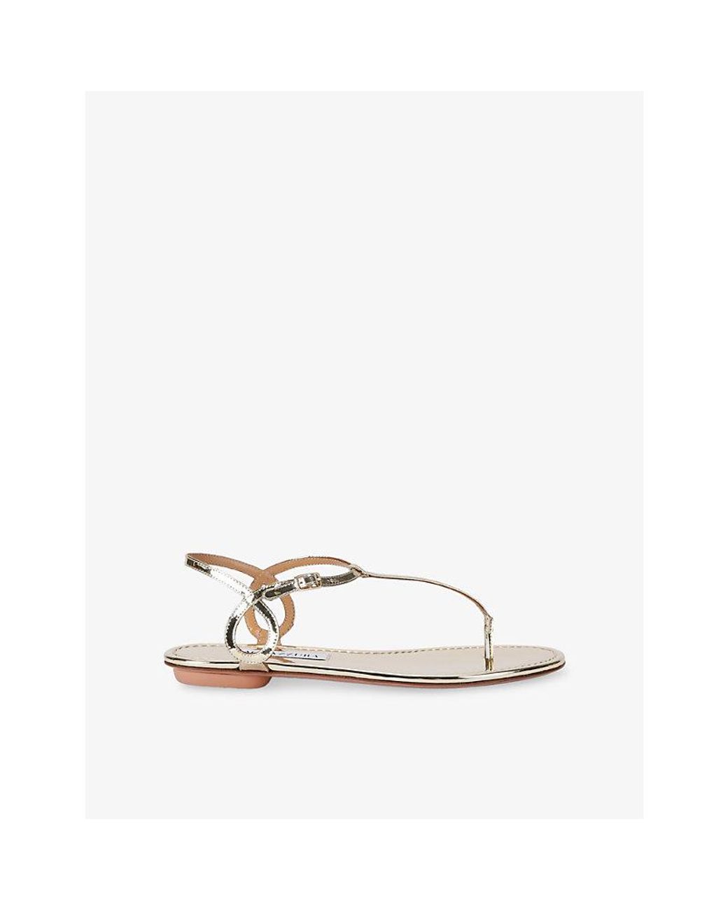 Aquazzura White Almost Bare Flat Leather Sandals
