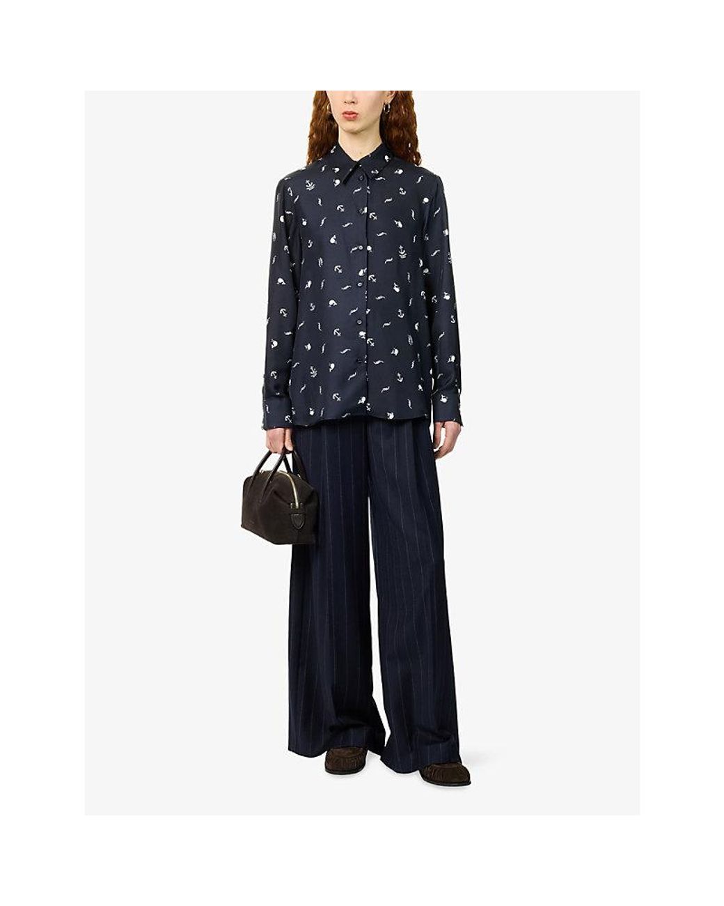 Weekend by Maxmara Blue Printed Motif Silk Shirt