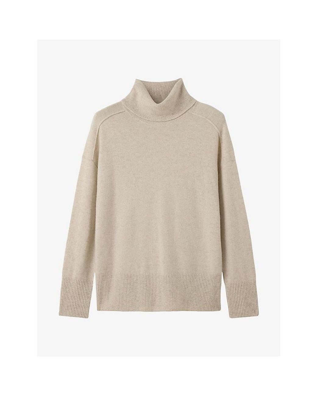 Whistles Natural Roll-Neck Knit Cashmere Jumper