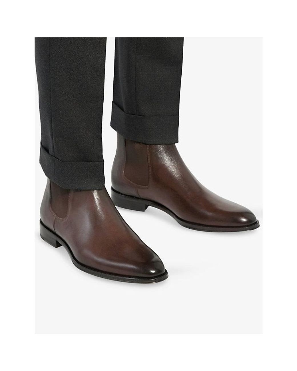 Dune Brown Manson Leather Chelsea Boots