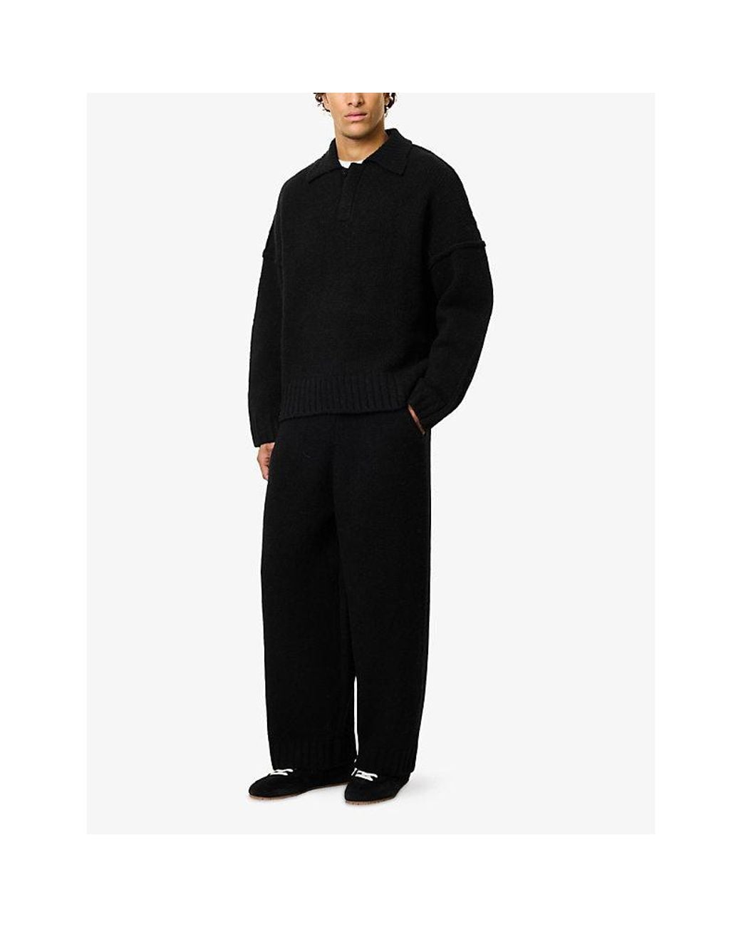 Seventh Black Stacks Wool-Blend Knit Jogging Bottoms for men