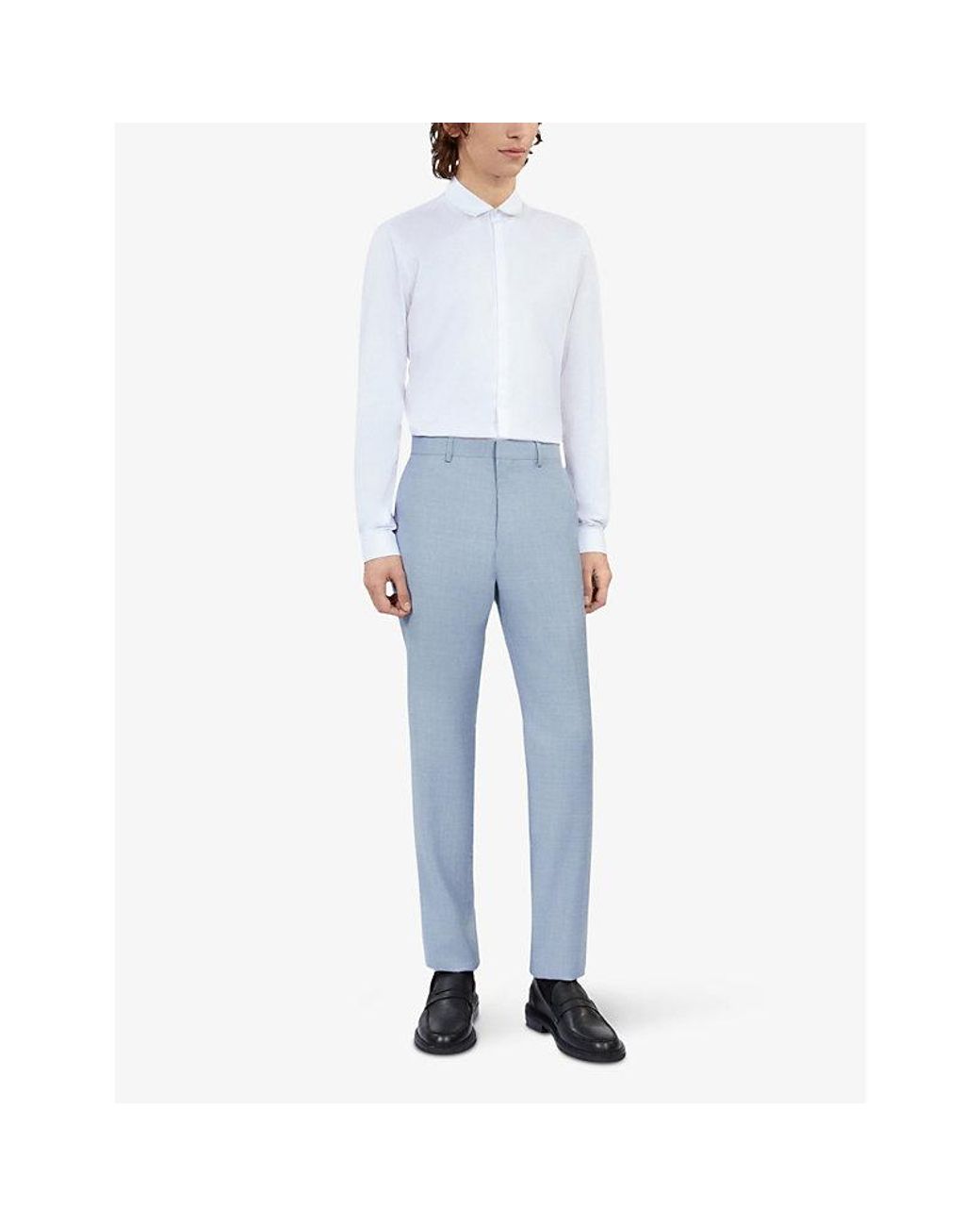 The Kooples Blue Tapered-Leg Slim-Fit Wool Trousers for men