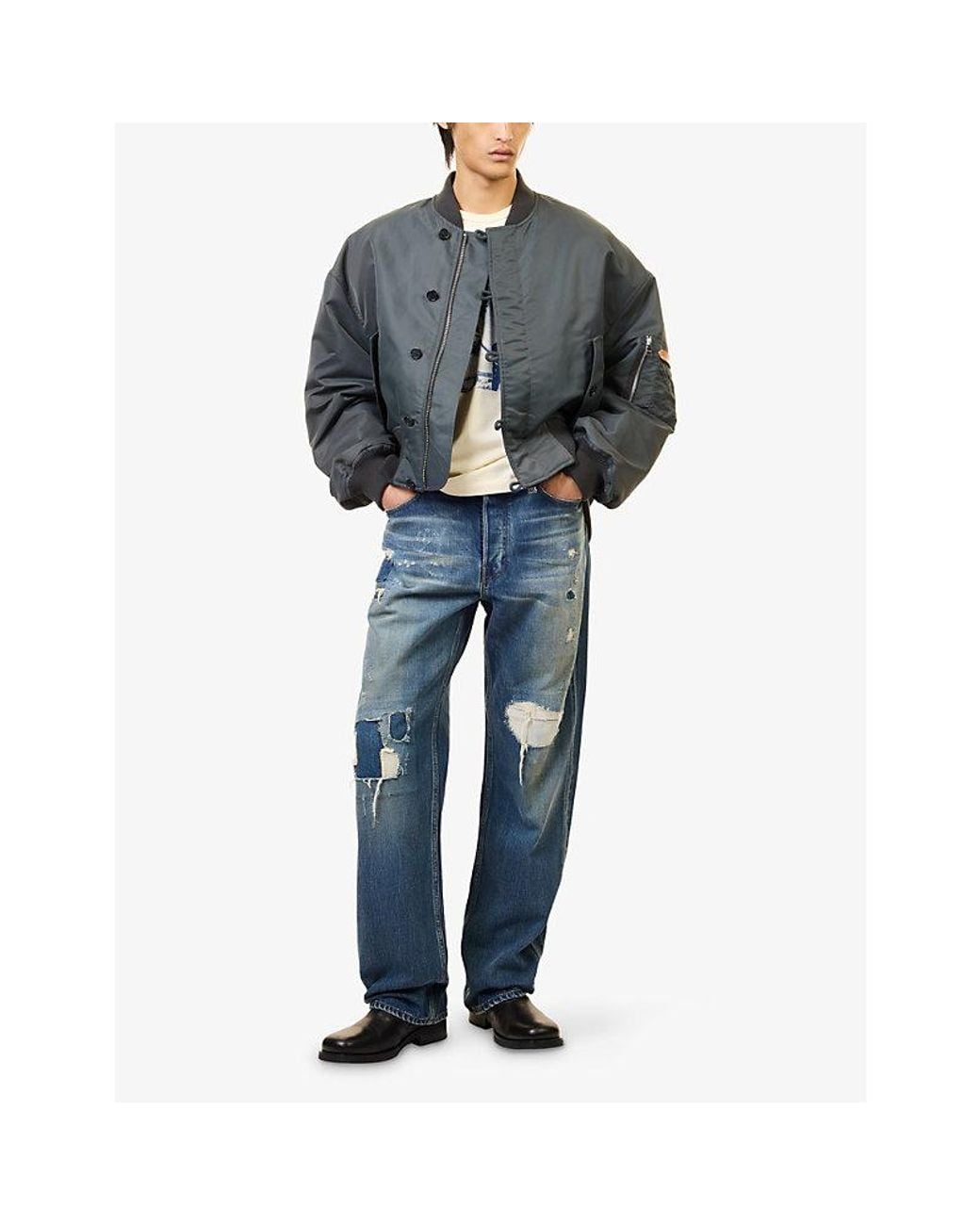 J.W. Anderson Gray Oversized Shell Bomber Jacket for men