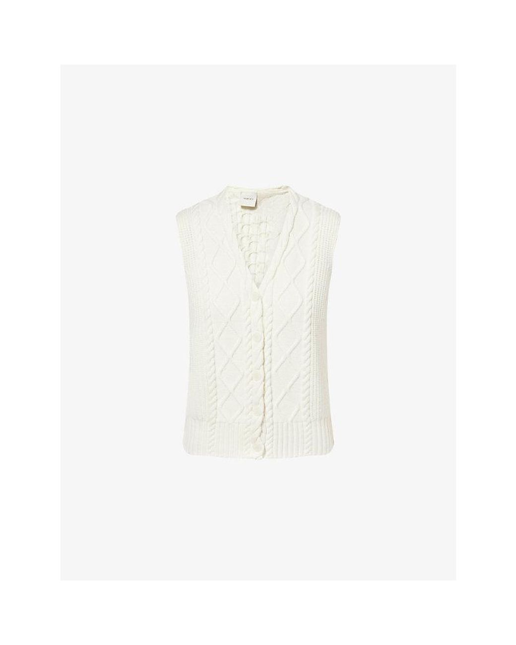 Varley White Tatyana Cable Knit Vest