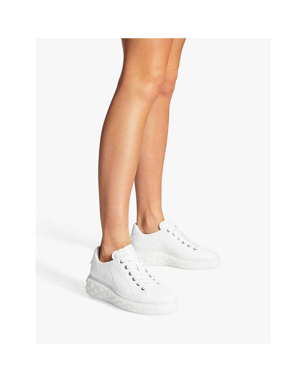 Jimmy Choo White Diamond Light Leather Sneakers