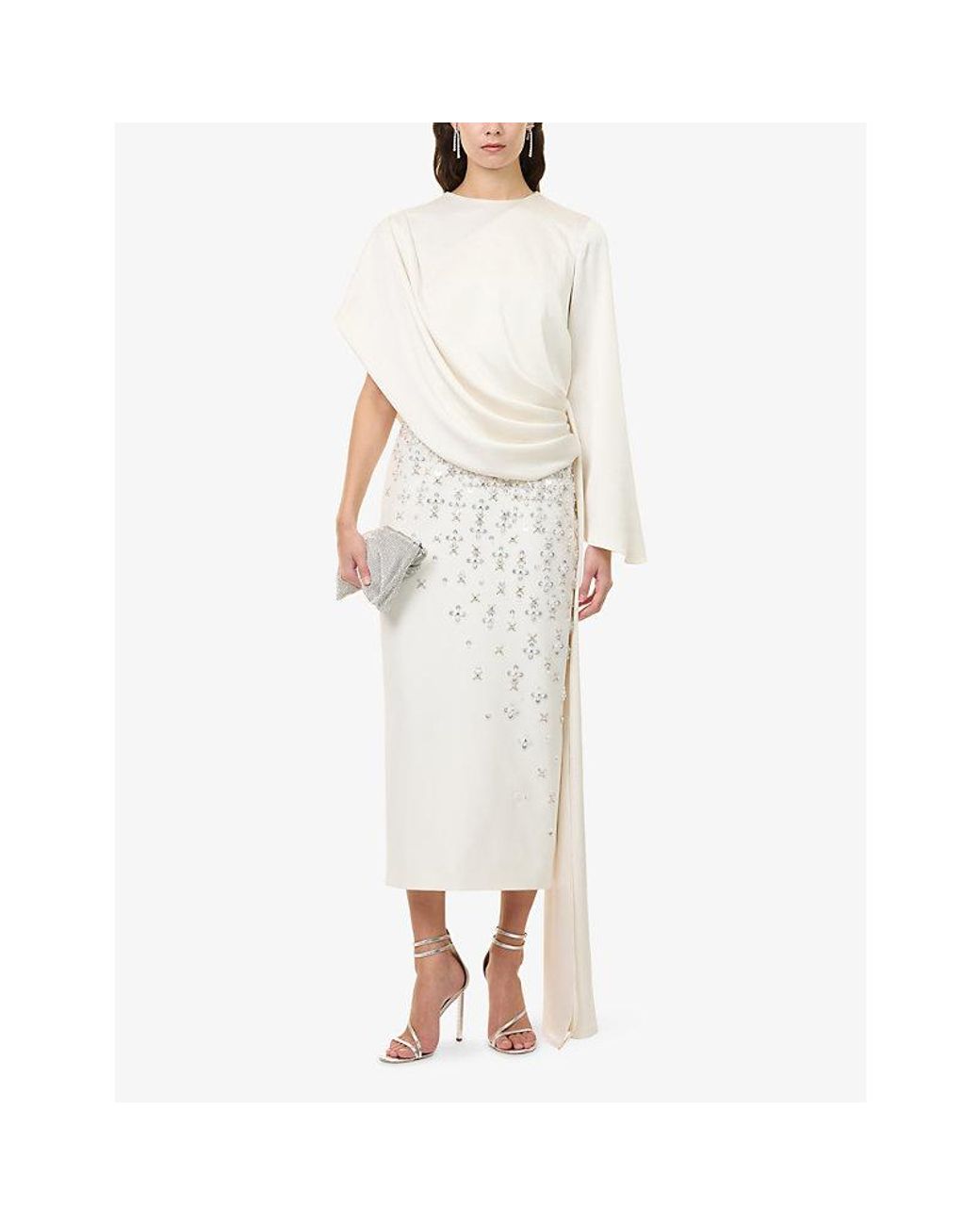 Sabina Bilenko White Isabella Sequin-Embellished Crepe Maxi Dress
