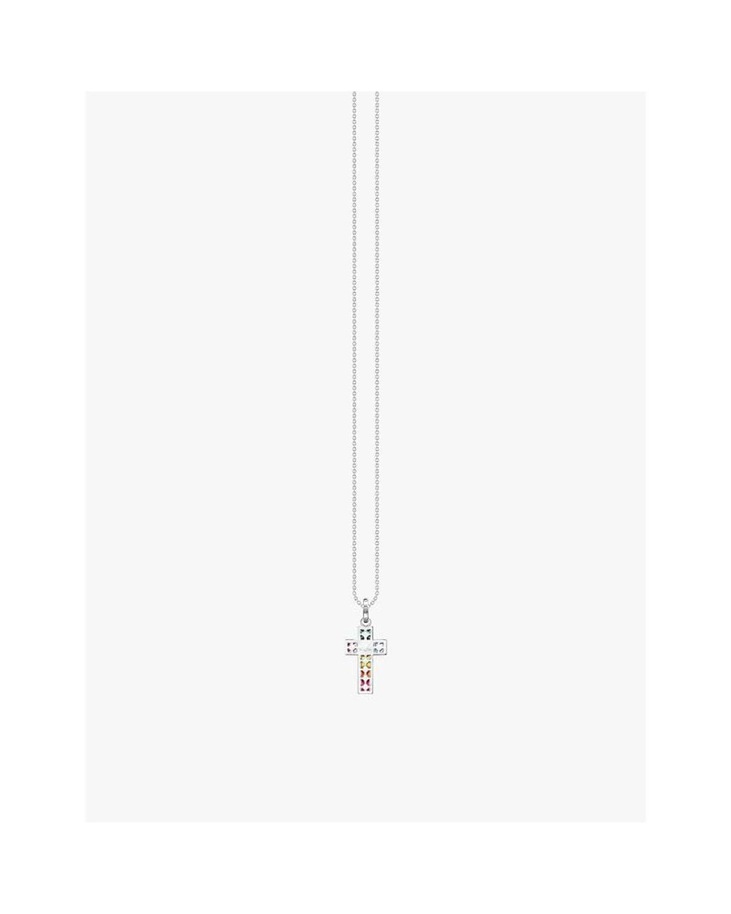 Thomas Sabo White Cross Sterling- Zirconia And Glass Pendant Necklace