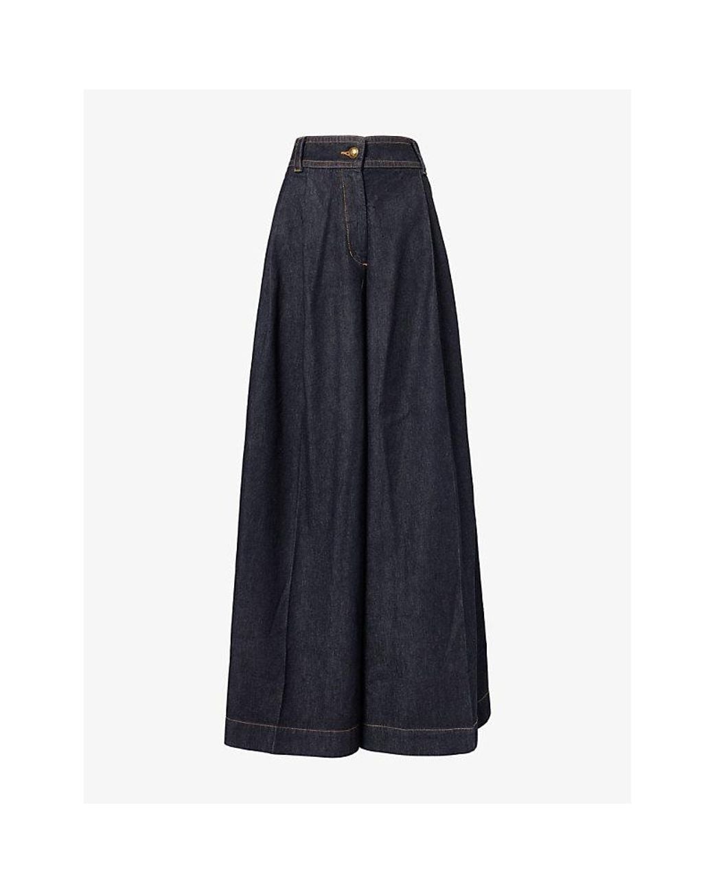 Zimmermann Blue Valiant Tailored Wide-Leg Denim Jean